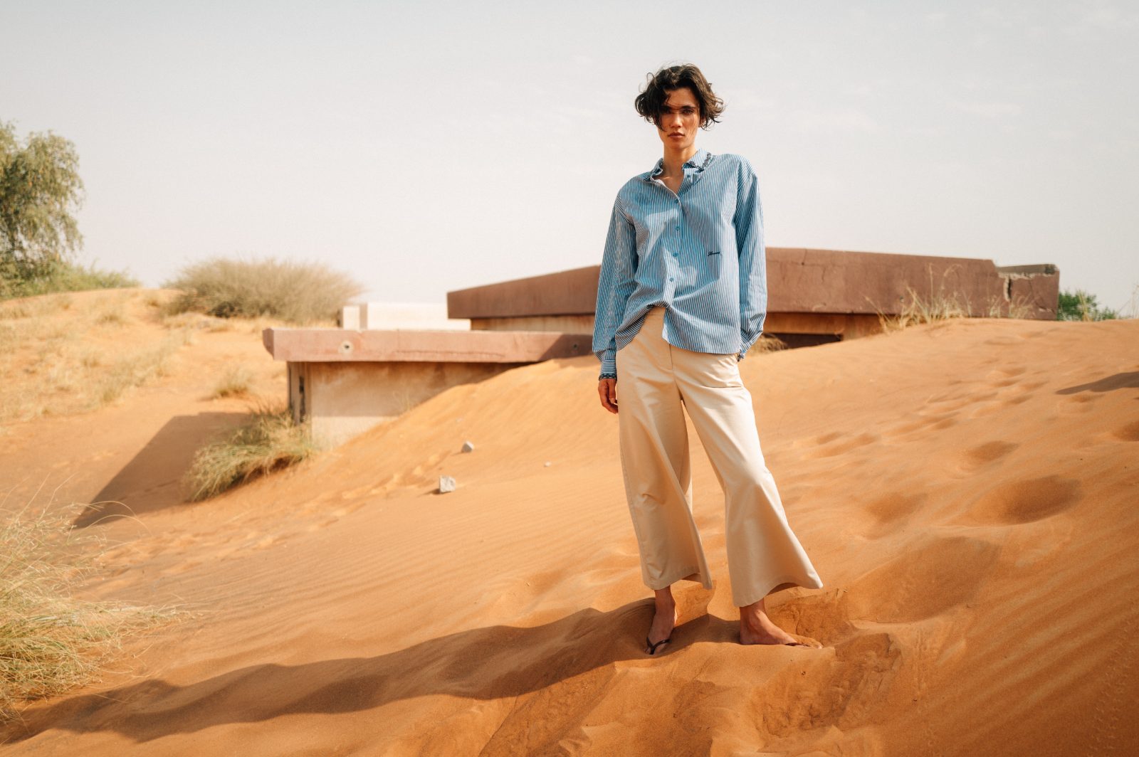 Blue stripe shirt on the dune