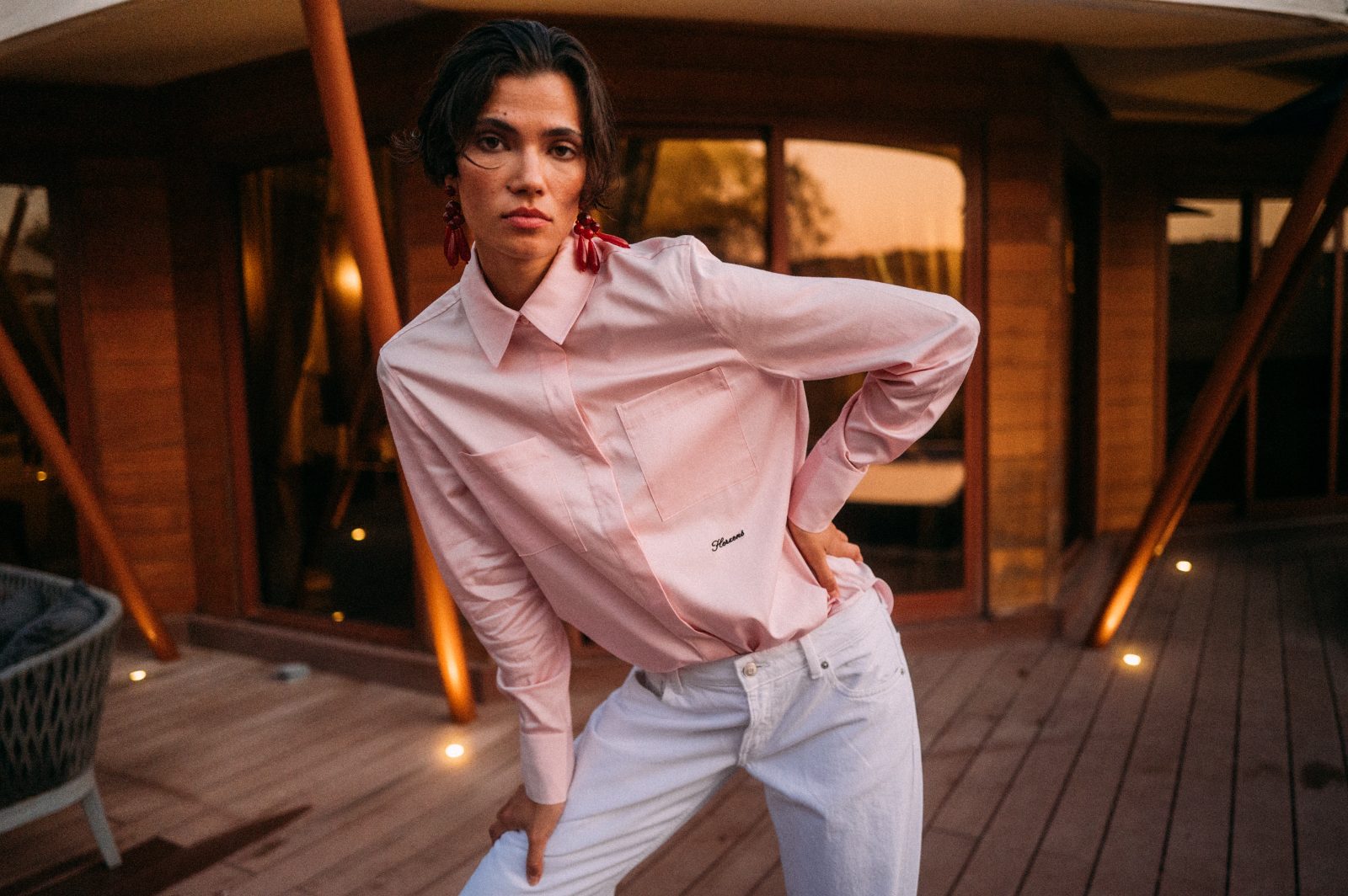Pink shirt against the horizon