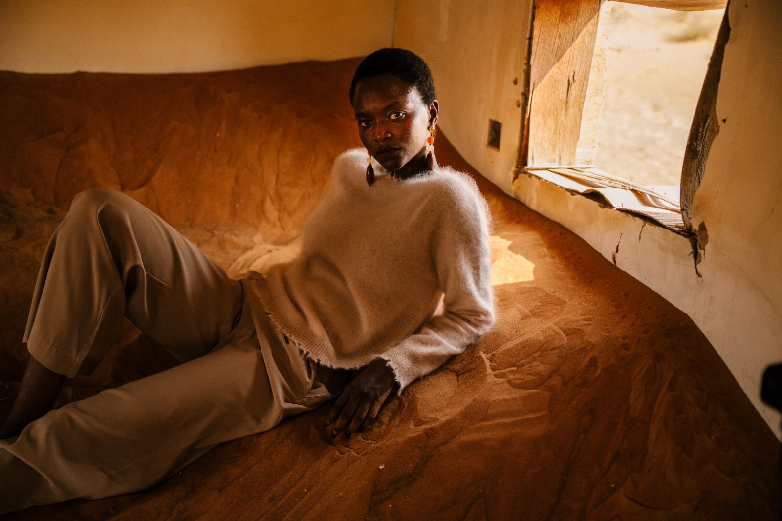 Mohair knit in the warm light