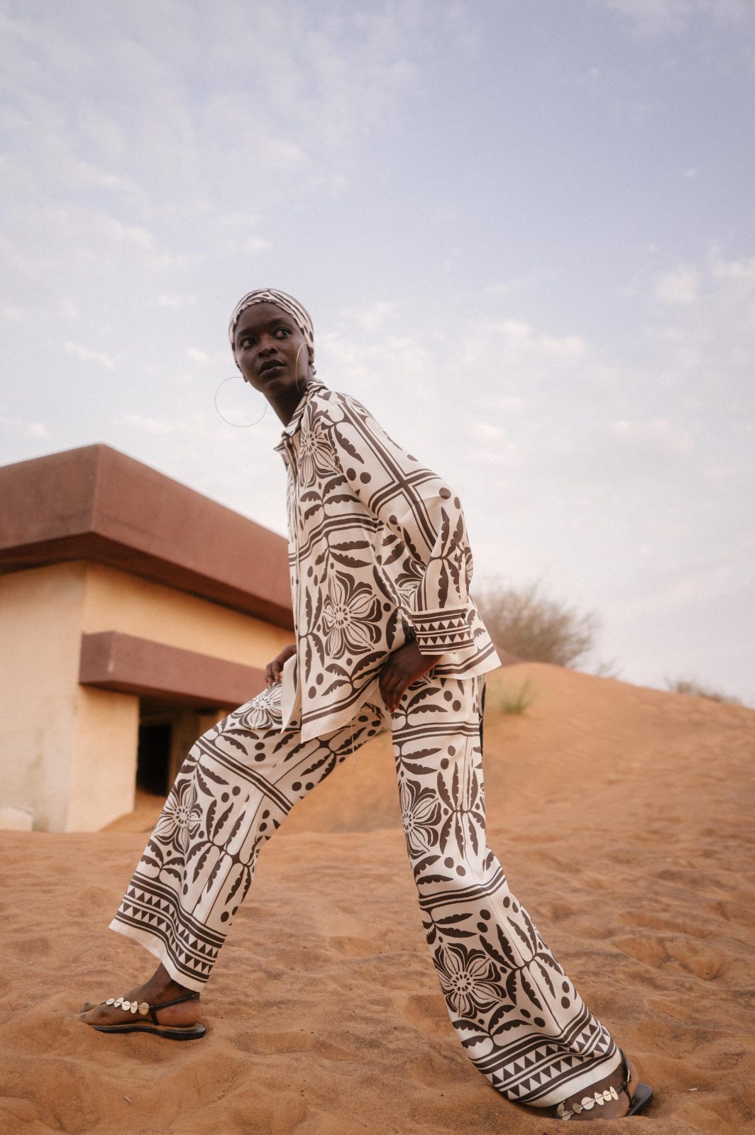 Graphic print set against the earth