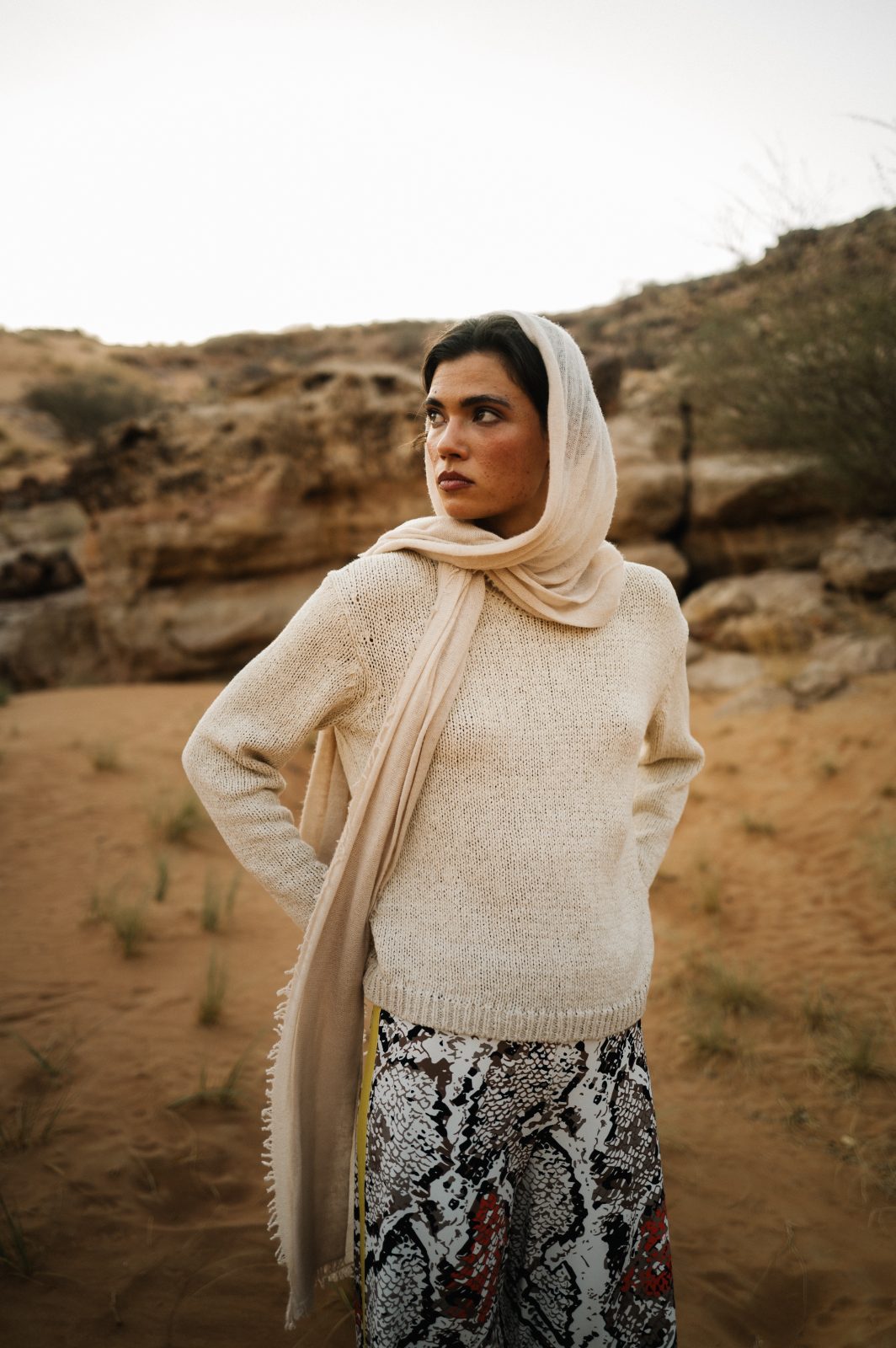 Knit and print skirt in the canyon