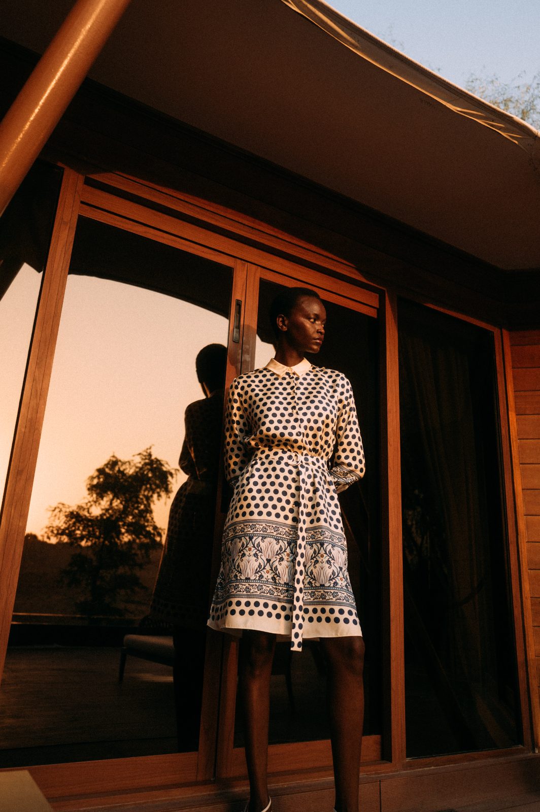 Polka dot dress at dusk